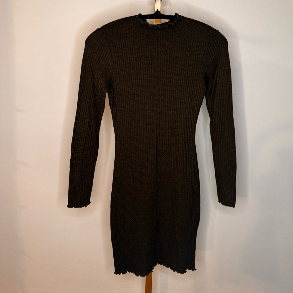 Dark Olive Green Long Sleeve Dress
